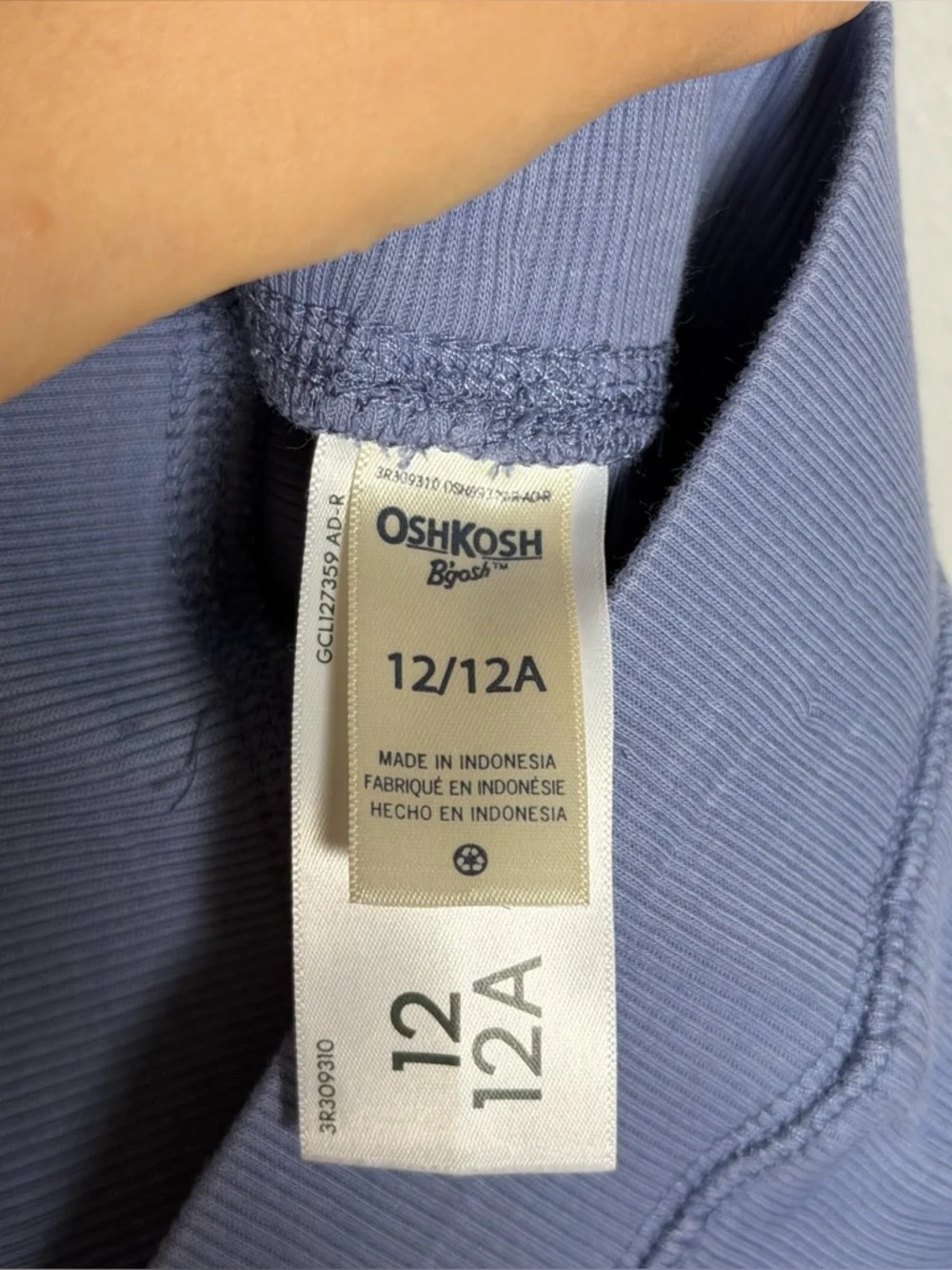 OshKosh B'gosh Kids Girl Blue Light Periwinkle Ribbed Knit Top Flare Leggings 12